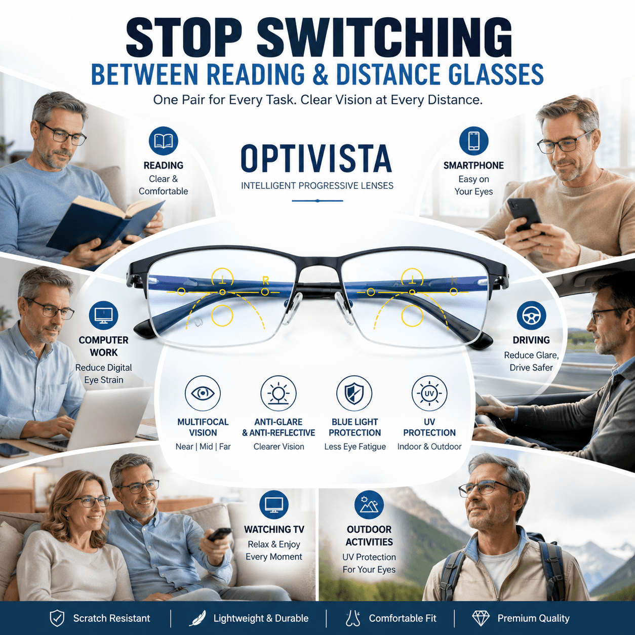 Optivista Multifocal Glasses — Blue Light & UV Protection 9