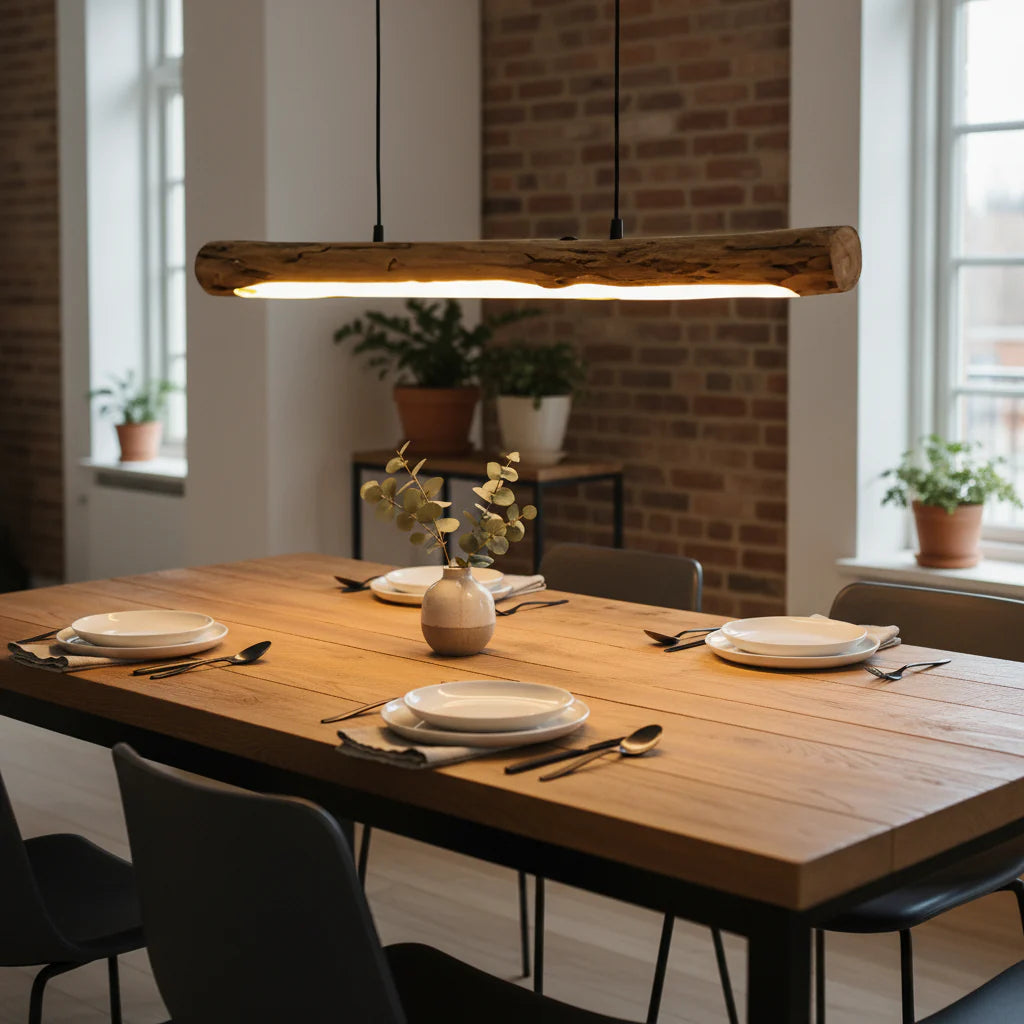 Dimmable Wooden Pendant Light 80cm — Integrated LED 1920lm 2