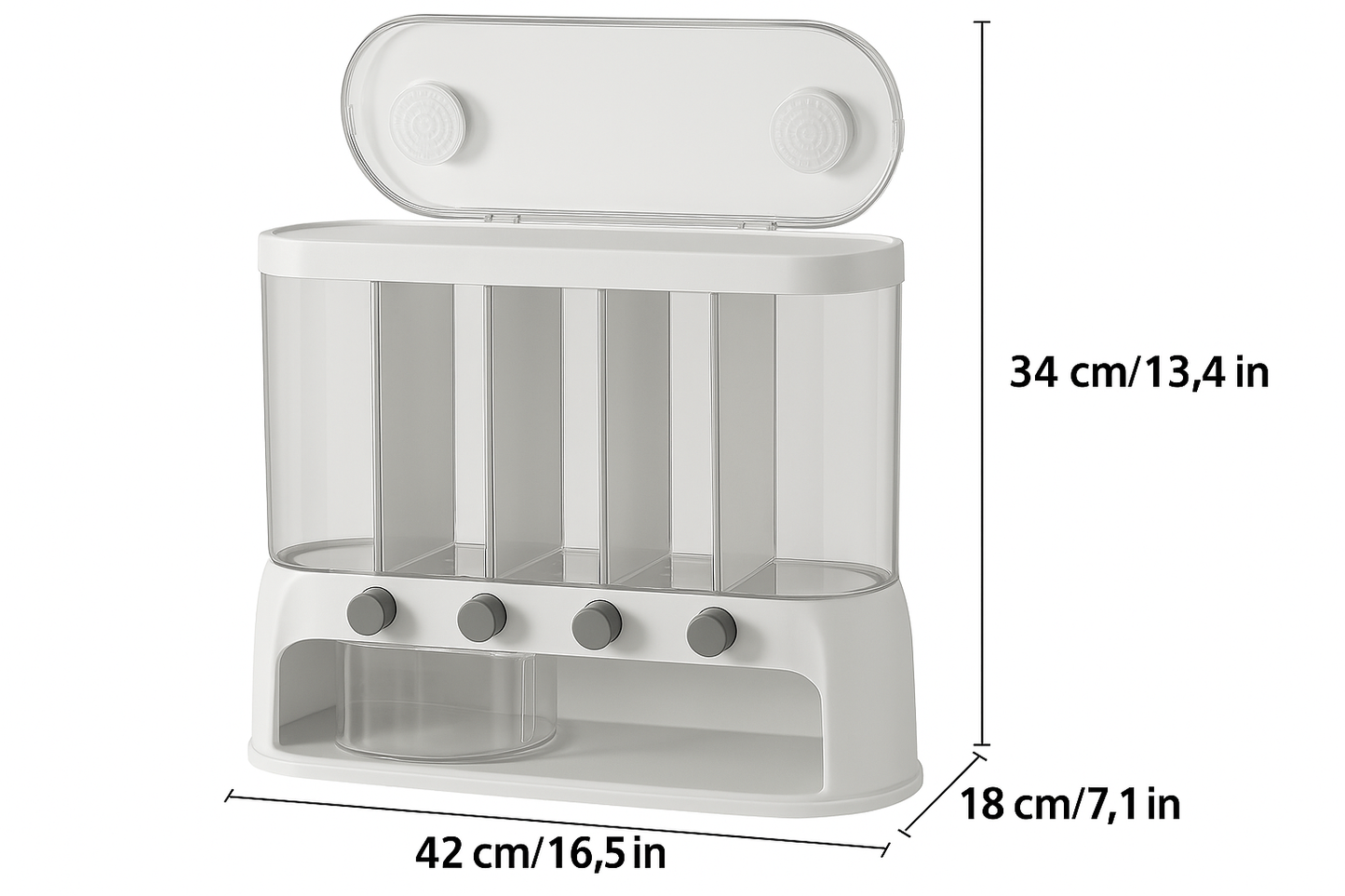 Multivak Broodtrommel voor Granen met Luchtdichte Deksel en Knopdispenser
