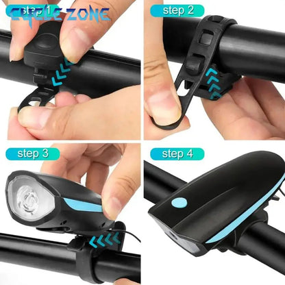 3-in-1 Rechargeable LED Bike Light with Horn — USB-C 3