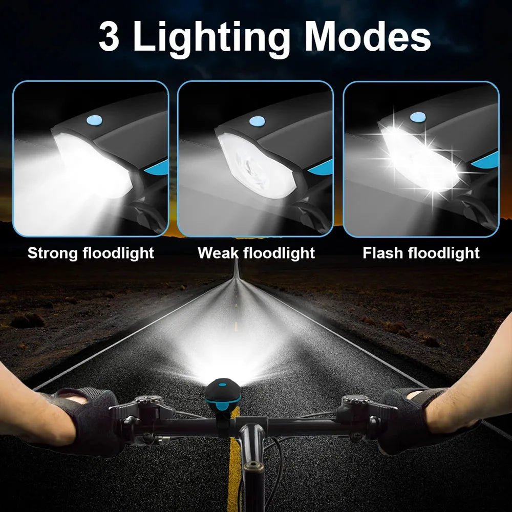 3-in-1 Rechargeable LED Bike Light with Horn — USB-C 5