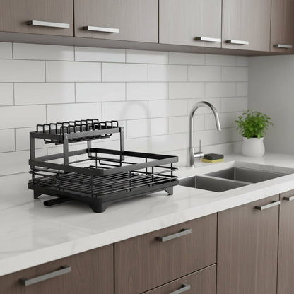 Foldable Stainless Steel Dish Rack with Silicone Feet 2