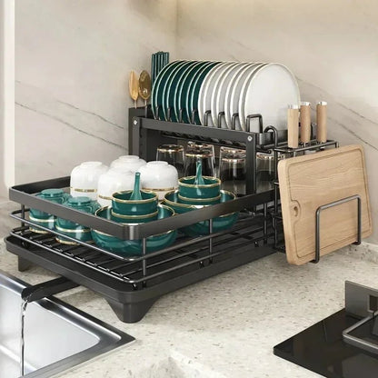 Foldable Stainless Steel Dish Rack with Silicone Feet 10