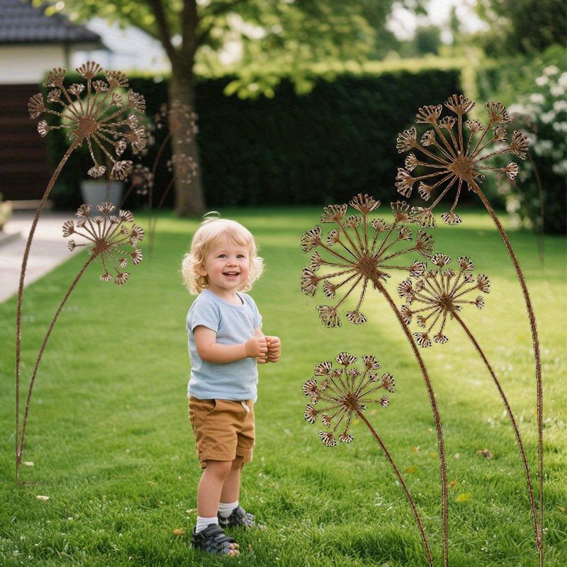 Metalen Tuindecoraties - Rustieke Set met Paardenbloem