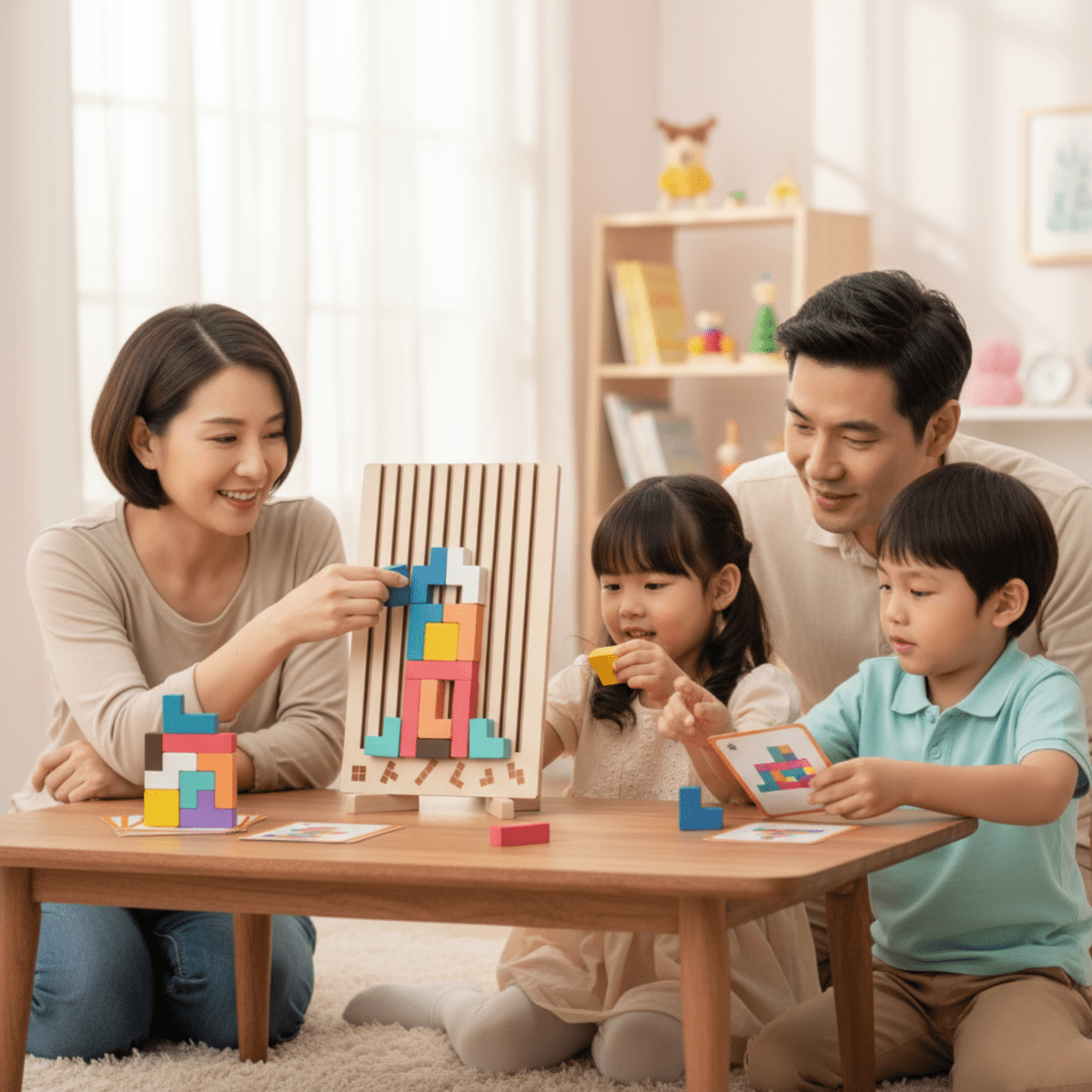 BriqLearn Montessori Wooden Tetris — Creative Stacking Toy for Kids 3