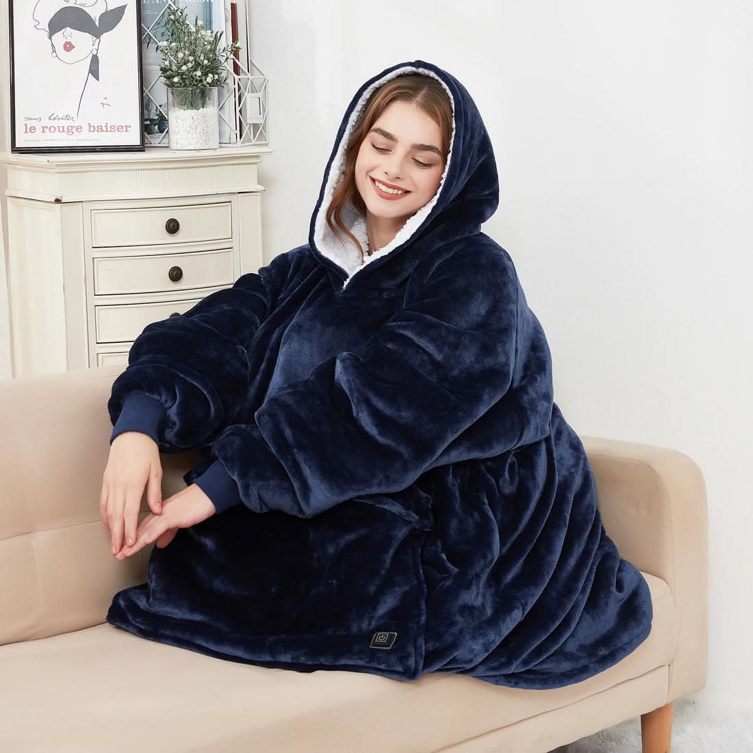 USB Heated Blanket Hoodie — One Size, Soft Fleece Warmth 2