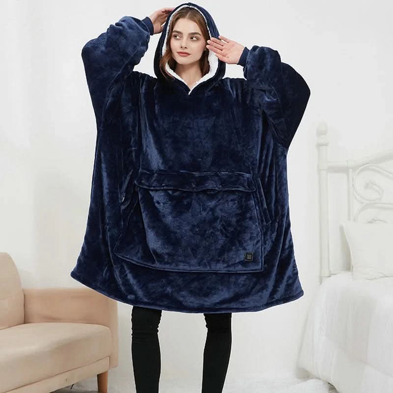 USB Heated Blanket Hoodie — One Size, Soft Fleece Warmth 3