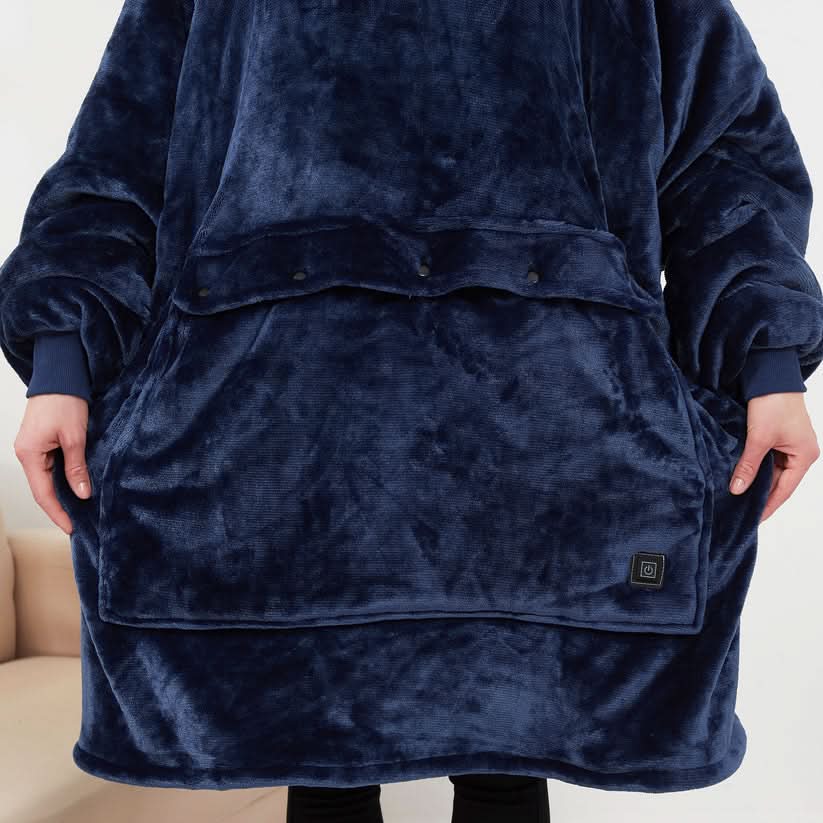 USB Heated Blanket Hoodie — One Size, Soft Fleece Warmth 6