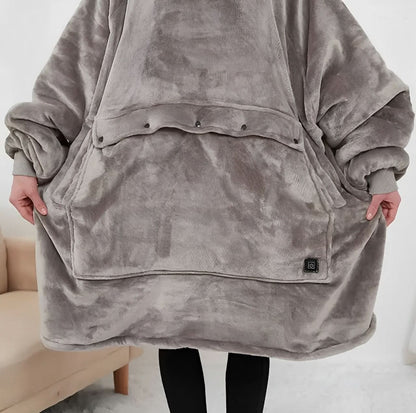 USB Heated Blanket Hoodie — One Size, Soft Fleece Warmth 8