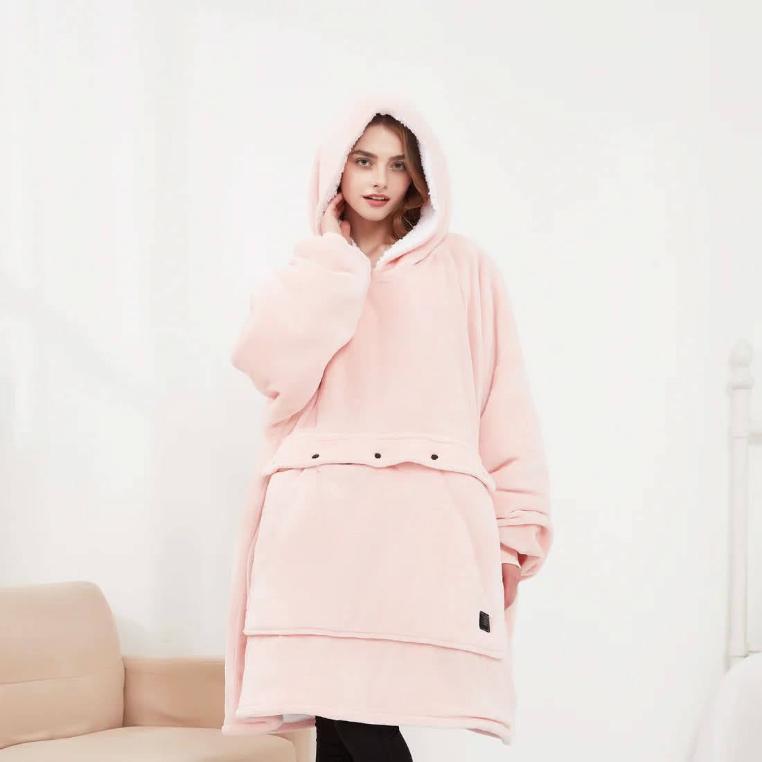 USB Heated Blanket Hoodie — One Size, Soft Fleece Warmth 11