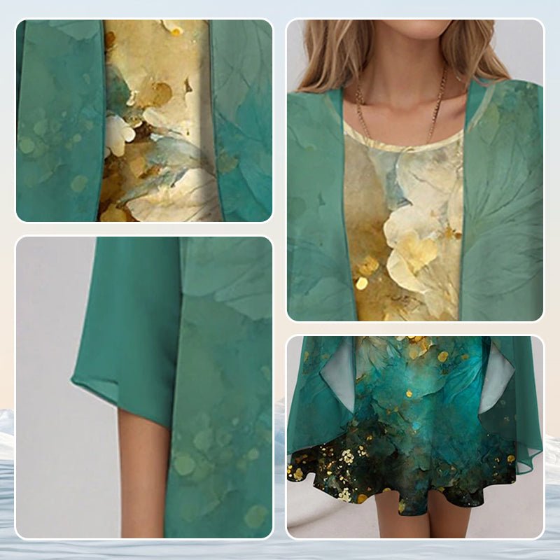 Completo Estivo Donna 2 Pezzi - Blusa e Abito Fluido Elegante