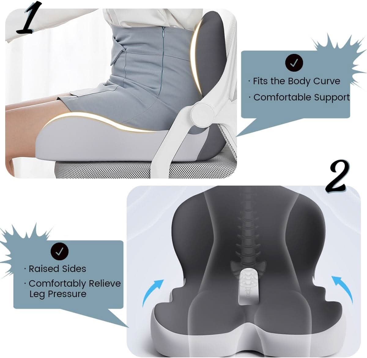 Ergonomic Lumbar Support Cushion Memory Foam — Office & Car 3