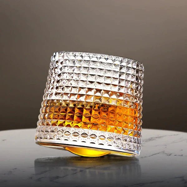 Rotating Whiskey Glasses Lead-Free Crystal — Elegant Gift Set 1