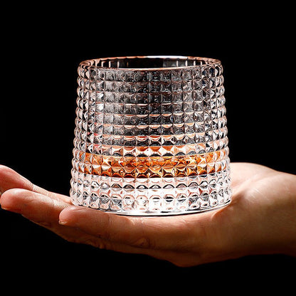 Rotating Whiskey Glasses Lead-Free Crystal — Elegant Gift Set 2