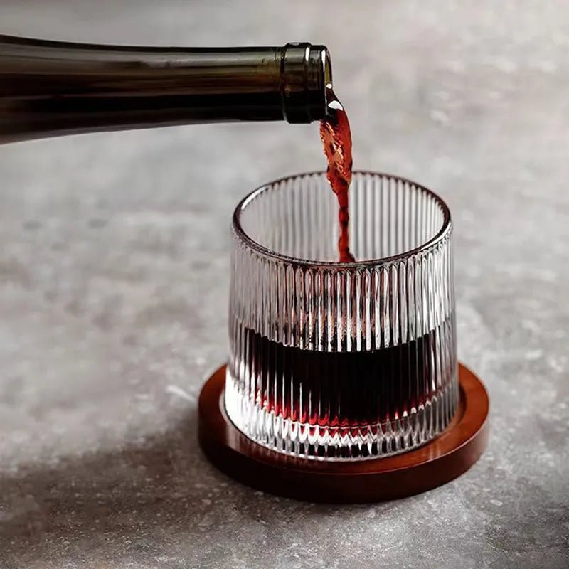 Rotating Whiskey Glasses Lead-Free Crystal — Elegant Gift Set 4