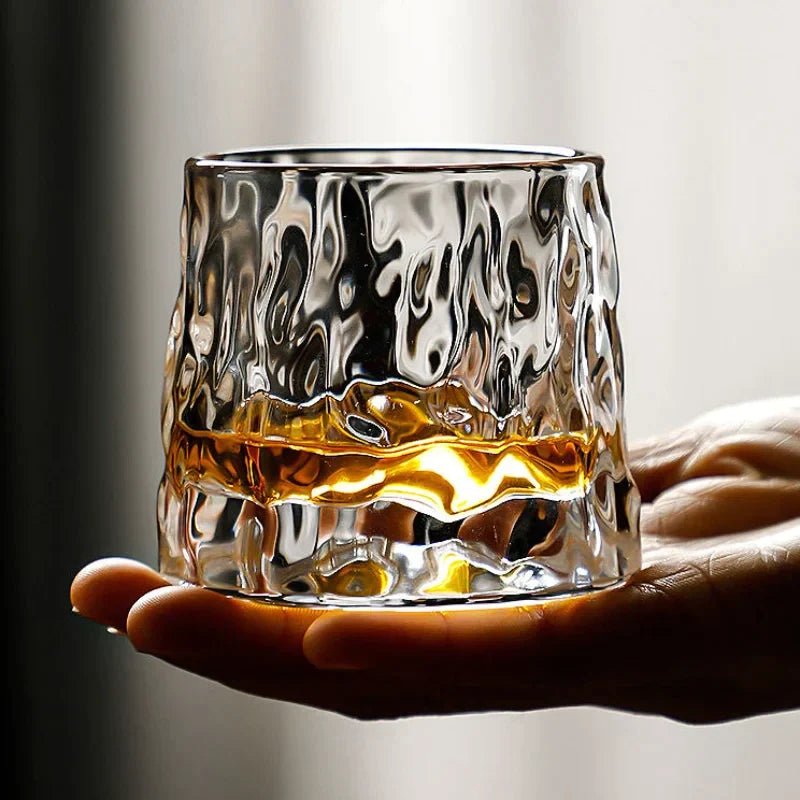Rotating Whiskey Glasses Lead-Free Crystal — Elegant Gift Set 7