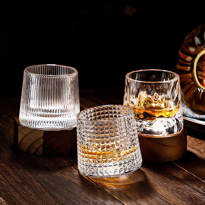 Rotating Whiskey Glasses Lead-Free Crystal — Elegant Gift Set 9