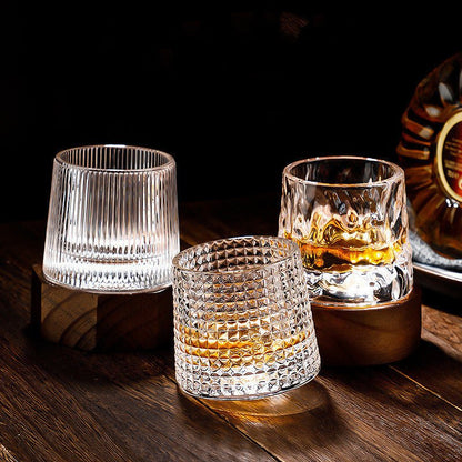 Rotating Whiskey Glasses Lead-Free Crystal — Elegant Gift Set 9