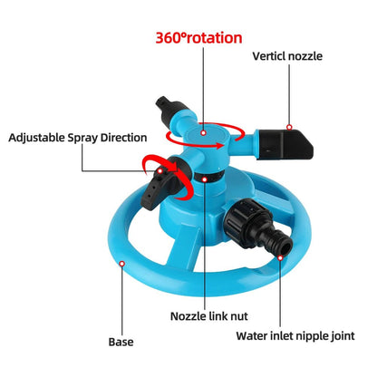 Irrigatore Rotante 360° Automatico per Giardino e Prato