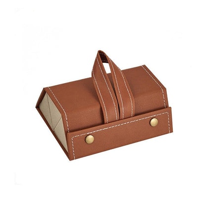 Foldable Leather Eyeglasses Case — Multi-Compartment Vintage 10