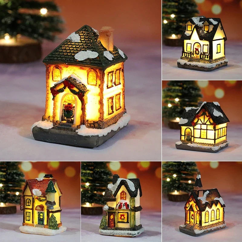 LED Christmas House Figurines — Mini Village Holiday Decor 5