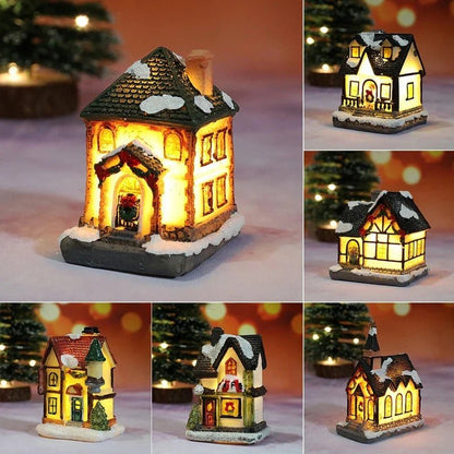 LED Christmas House Figurines — Mini Village Holiday Decor 5