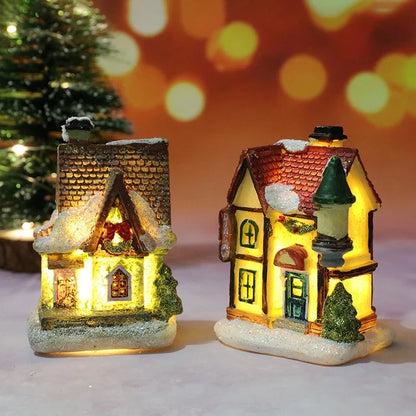 LED Christmas House Figurines — Mini Village Holiday Decor 2