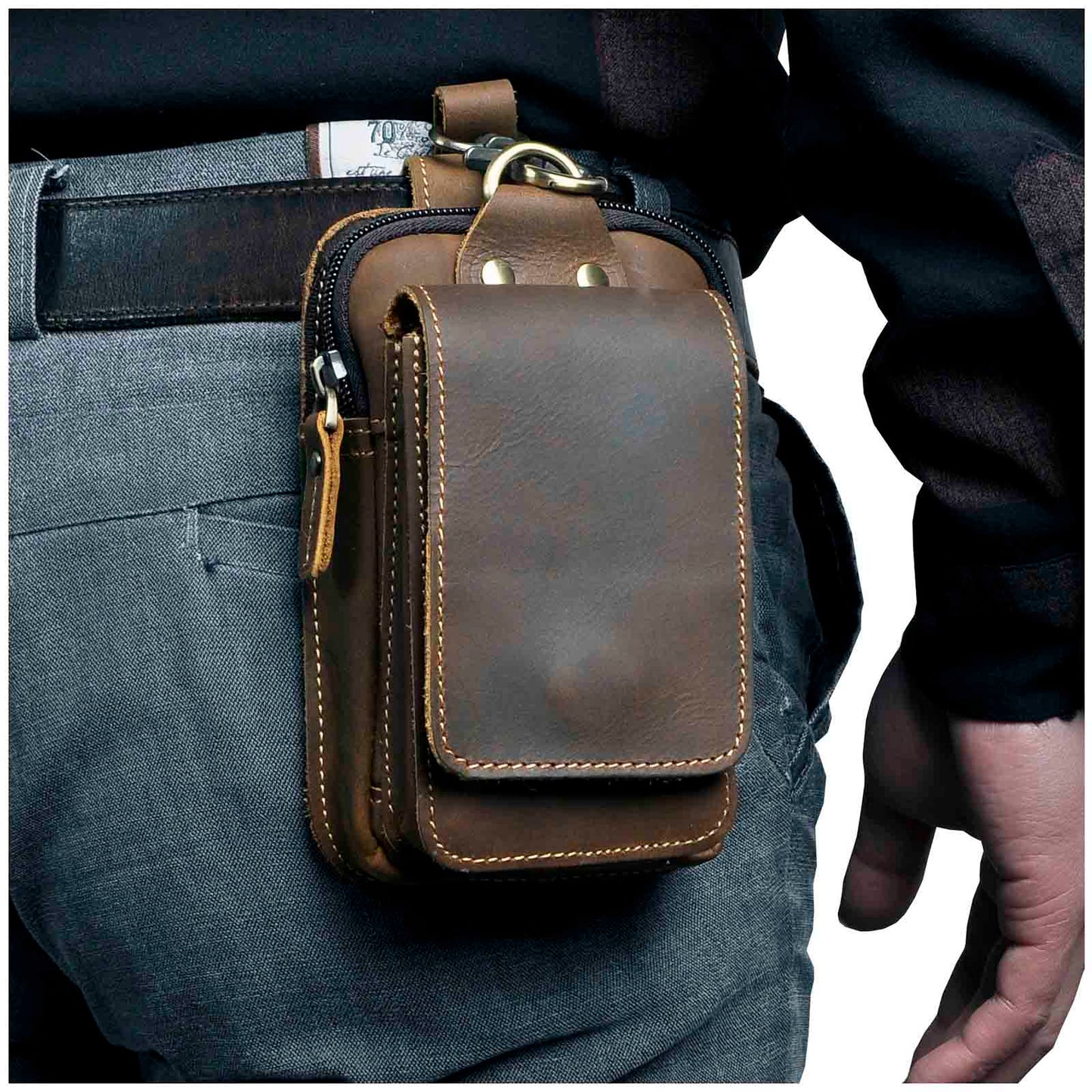 EliteGuard Leather Belt Bag for Men — Adjustable Waist Strap 14