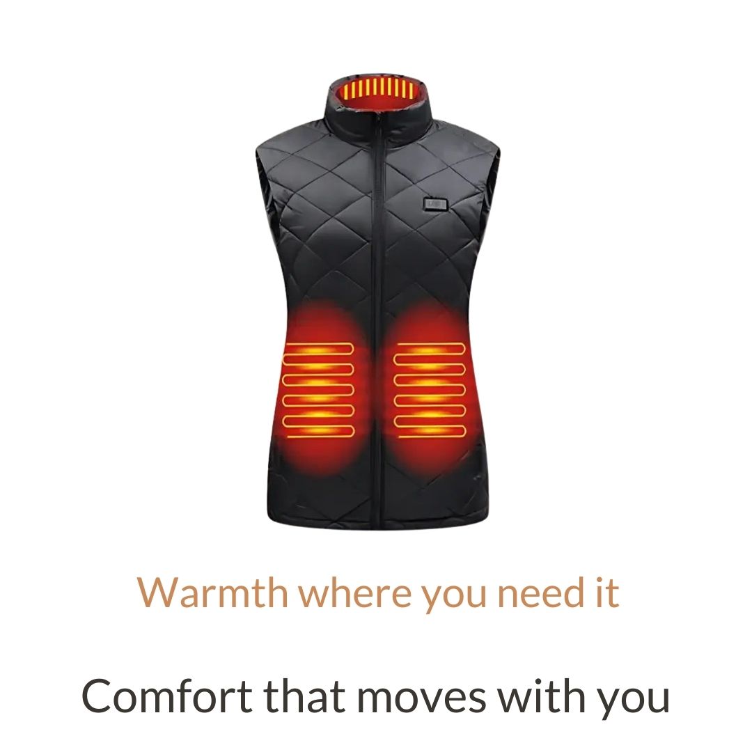 Women's Heated Gilet Electric Vest — 9 Heating Zones USB 3