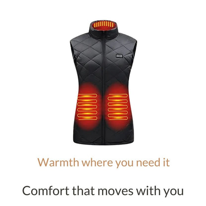 Women's Heated Gilet Electric Vest — 9 Heating Zones USB 3