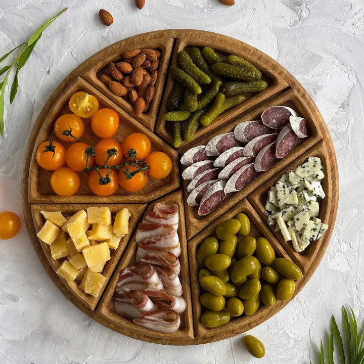 Wooden Serving Tray with 8 Removable Compartments 1