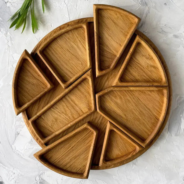 Wooden Serving Tray with 8 Removable Compartments 3