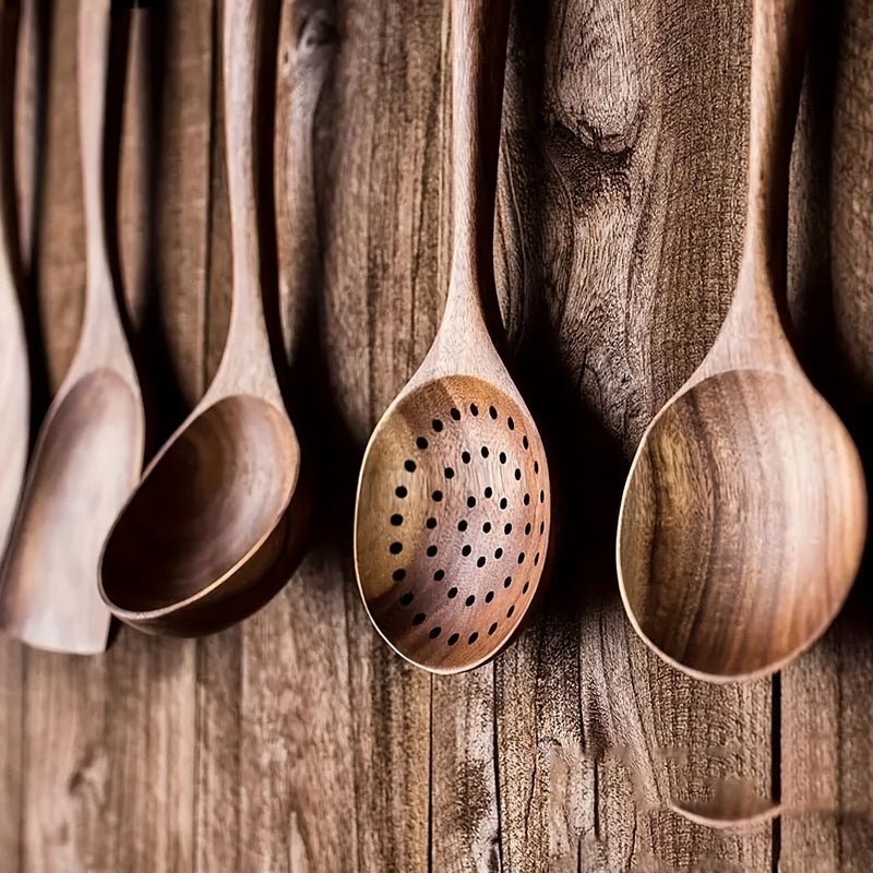 5-Piece Wooden Kitchen Utensil Set — Ergonomic Natural Wood 4