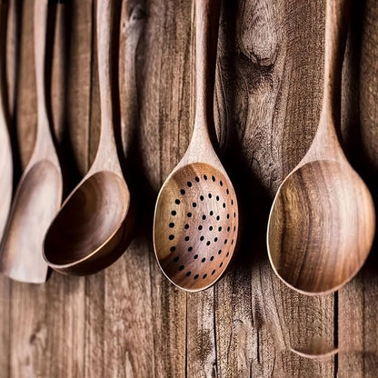 5-Piece Wooden Kitchen Utensil Set — Ergonomic Natural Wood 4