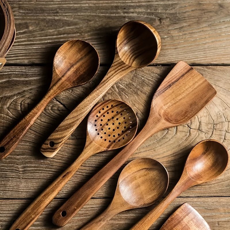 5-Piece Wooden Kitchen Utensil Set — Ergonomic Natural Wood 3