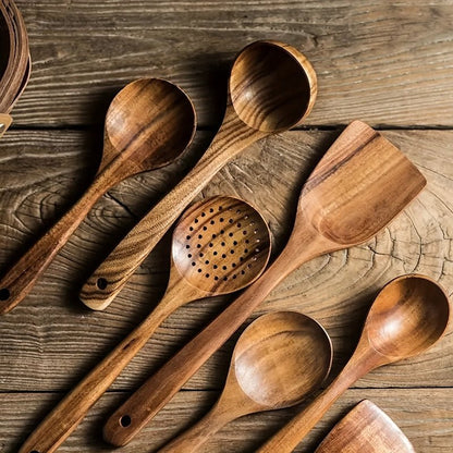 5-Piece Wooden Kitchen Utensil Set — Ergonomic Natural Wood 3