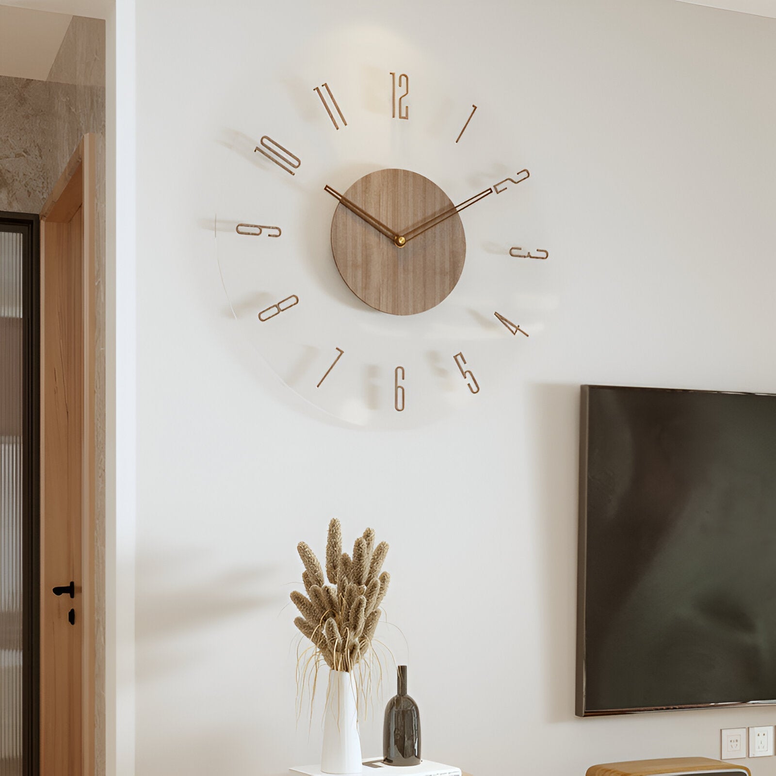 ClearWood Silent Wall Clock — Modern Wood & Acrylic Design 8