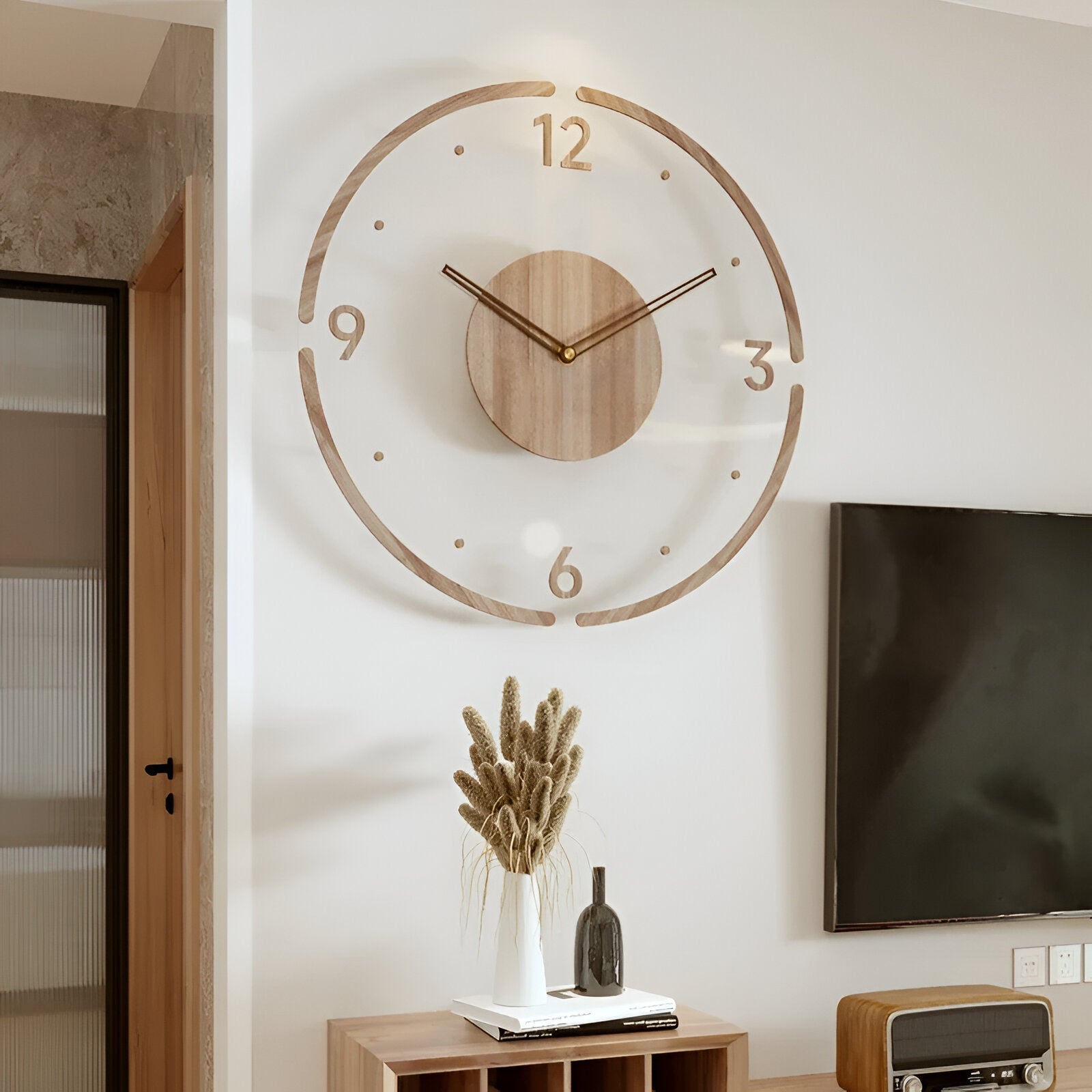ClearWood Silent Wall Clock — Modern Wood & Acrylic Design 3