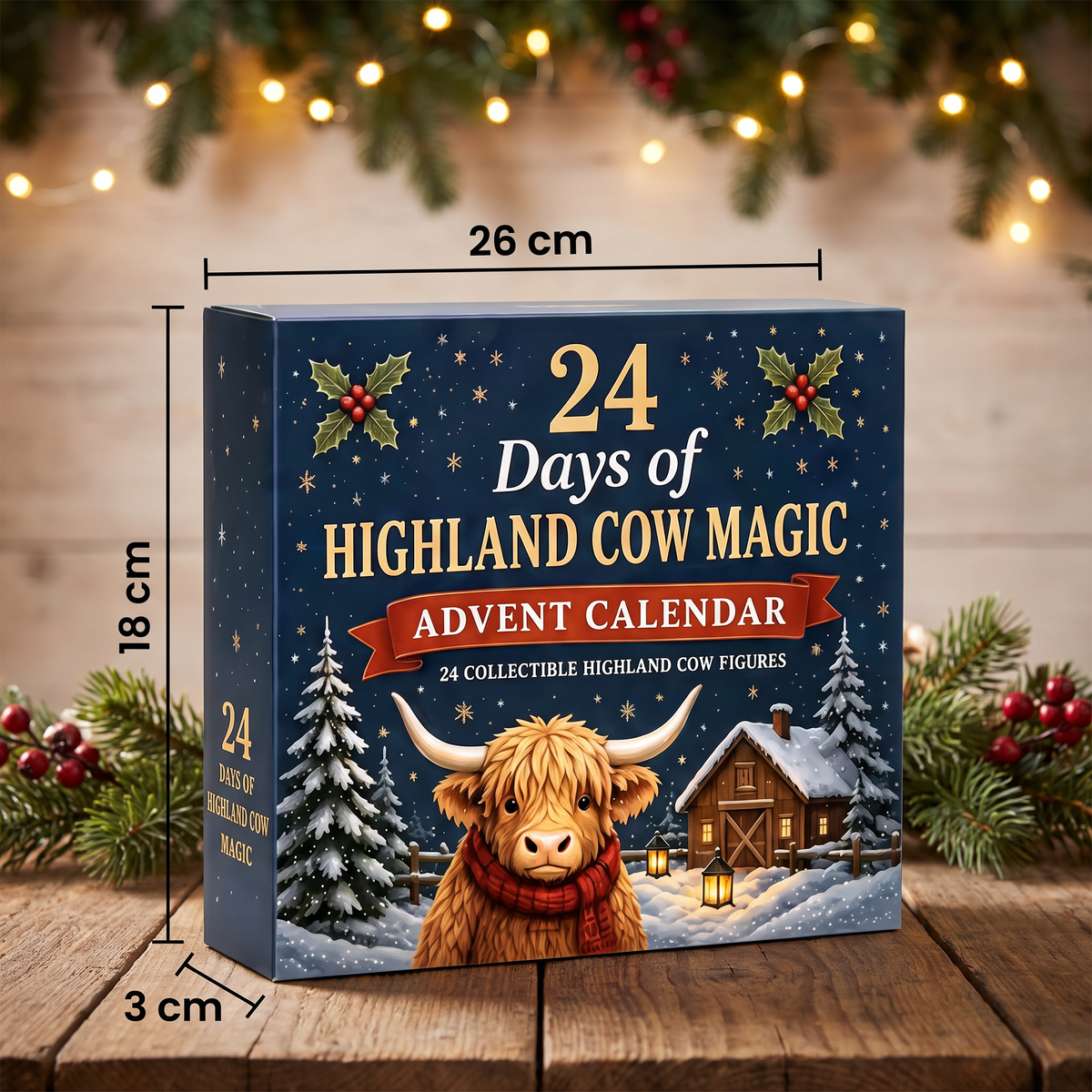 24-Day Highland Cow Advent Calendar with Mini Figurines 1