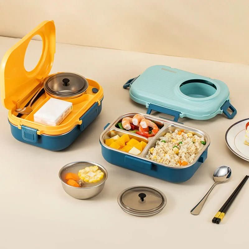 Stainless Steel Lunch Box — 3 Compartments Leakproof Lid 3