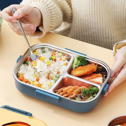 Stainless Steel Lunch Box — 3 Compartments Leakproof Lid 4