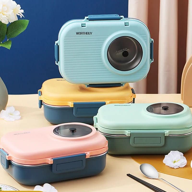 Stainless Steel Lunch Box — 3 Compartments Leakproof Lid 8