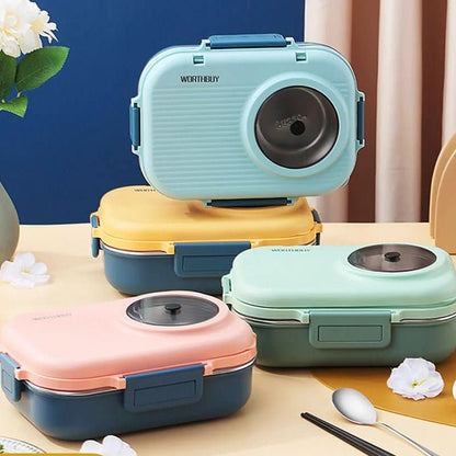 Stainless Steel Lunch Box — 3 Compartments Leakproof Lid 8