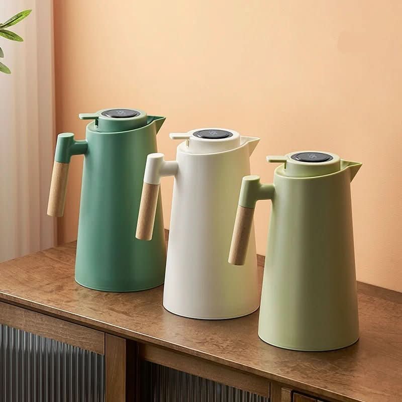 Double Wall Thermos with Temperature Display & Wood Handle 1L 3