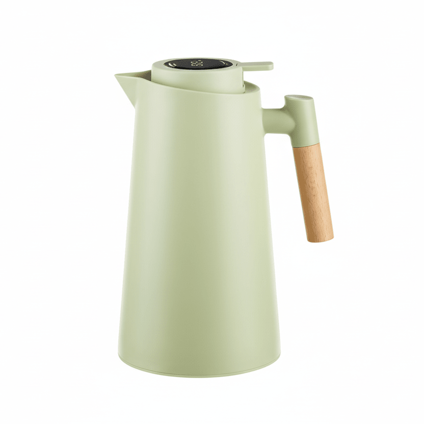 Double Wall Thermos with Temperature Display & Wood Handle 1L 9