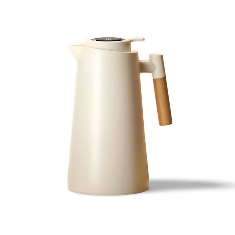 Double Wall Thermos with Temperature Display & Wood Handle 1L 10