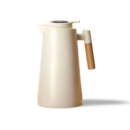 Double Wall Thermos with Temperature Display & Wood Handle 1L 10
