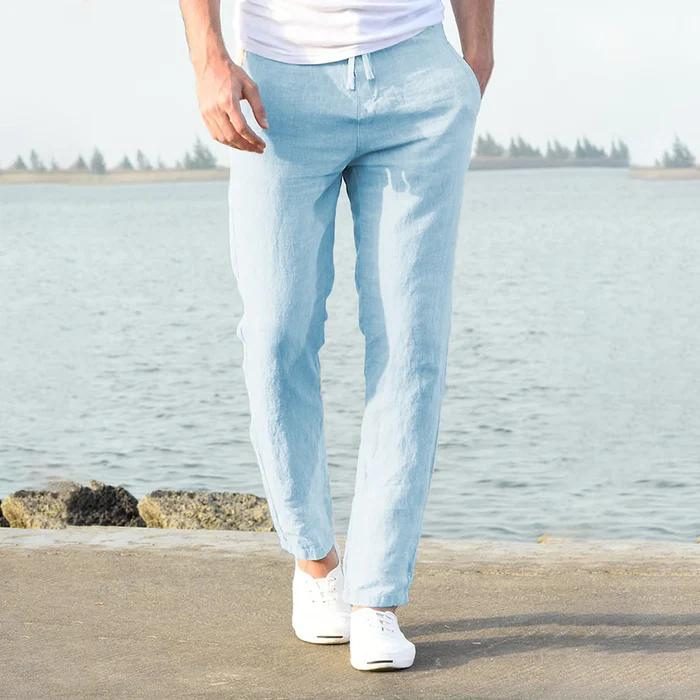 Pantaloni in Lino da Uomo Traspiranti Estivi