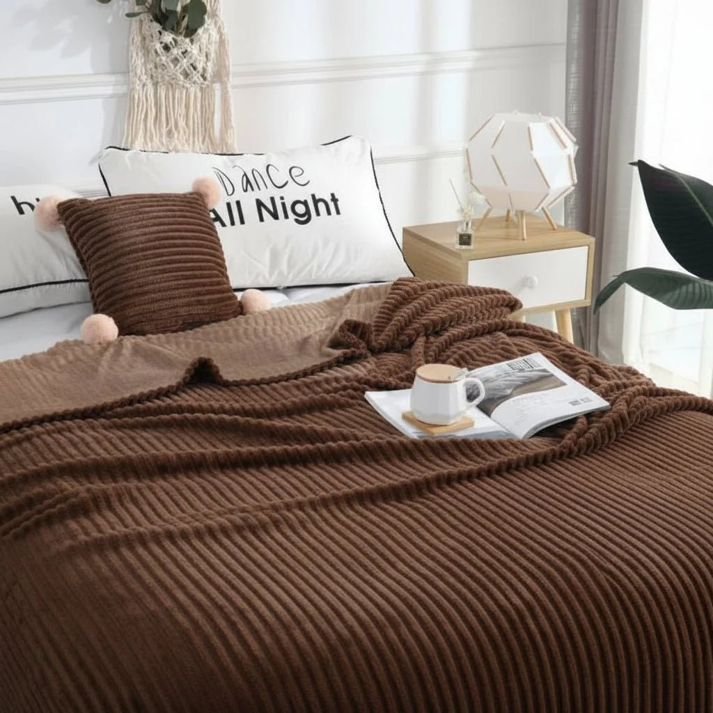 Striped Flannel Fleece Blanket — Soft, Warm, 10 Colors & 3 Sizes 12