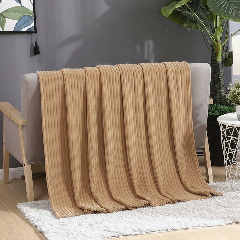 Striped Flannel Fleece Blanket — Soft, Warm, 10 Colors & 3 Sizes 14